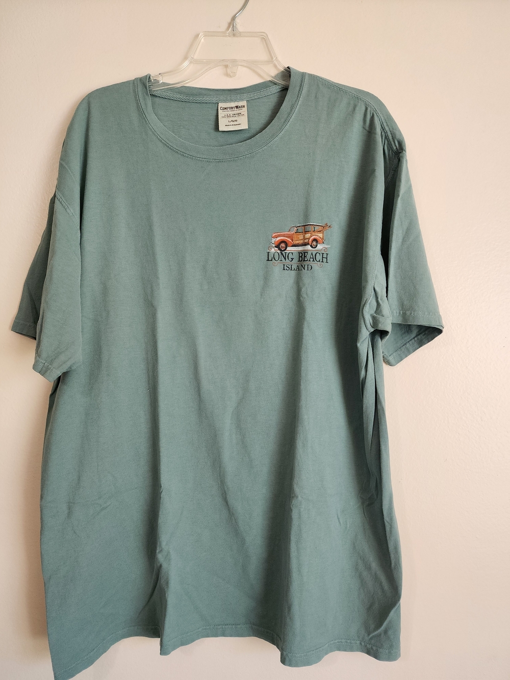 Hanes Short Sleeve Tee - Seafoam Green with Long Beach Island Graphic